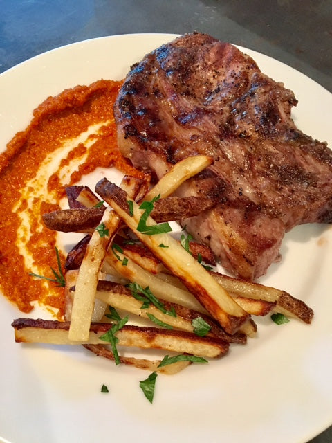 Pork Chop with Romesco Sauce